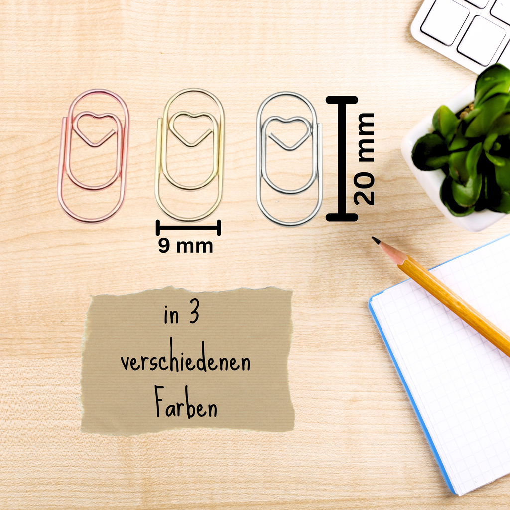 Mini Büroklammern mit Herz – Set aus 3 Stück ❤️