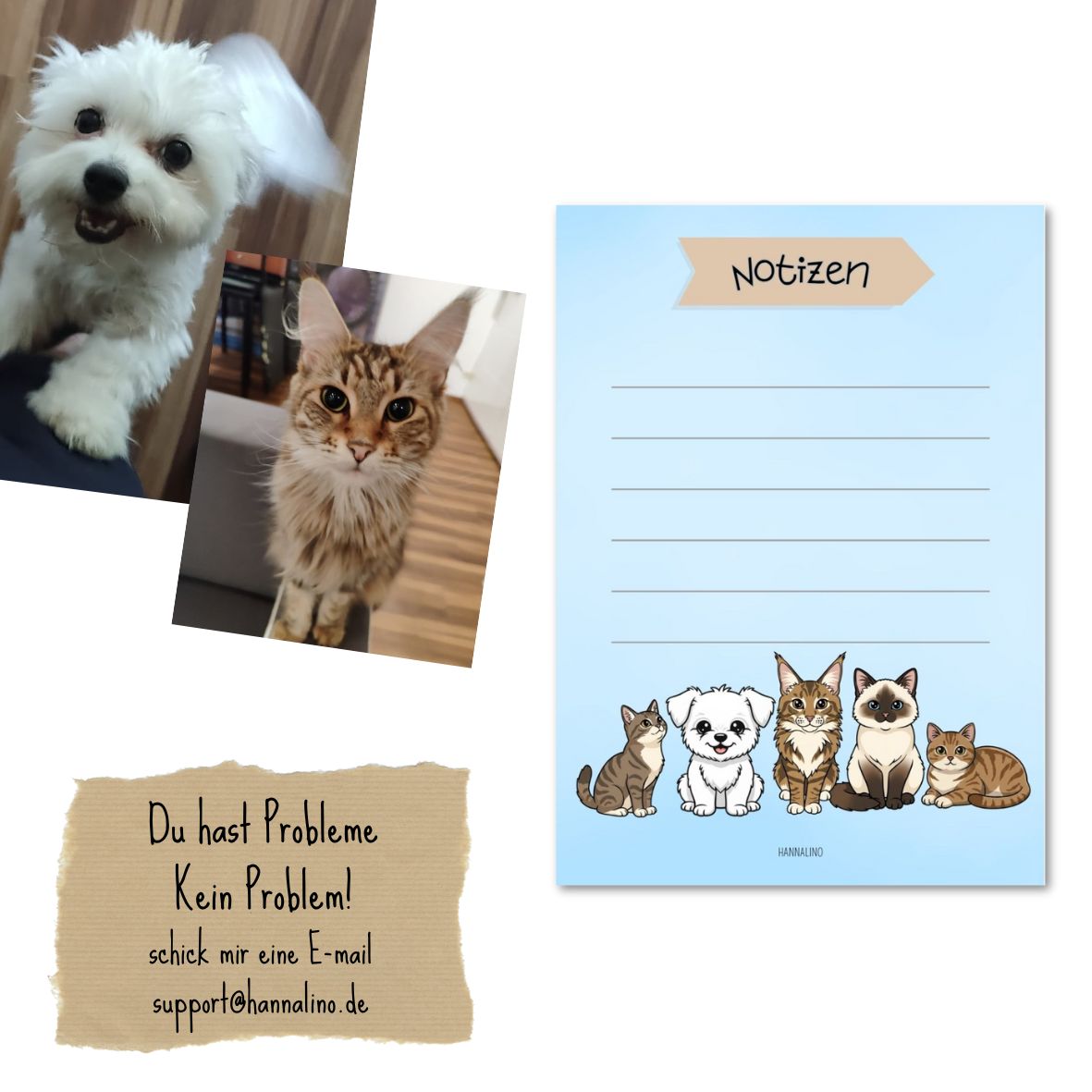 Personalisierter Notizblock mit deinem Lieblingshaustier 🐾 | A7 | Kleinauflage ab 1 Stück