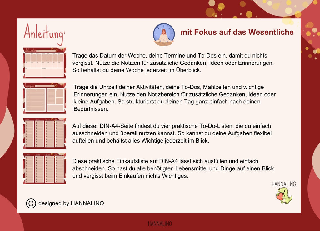 Tages- & Wochenplan PDF – Mit Fokus auf das Wesentliche