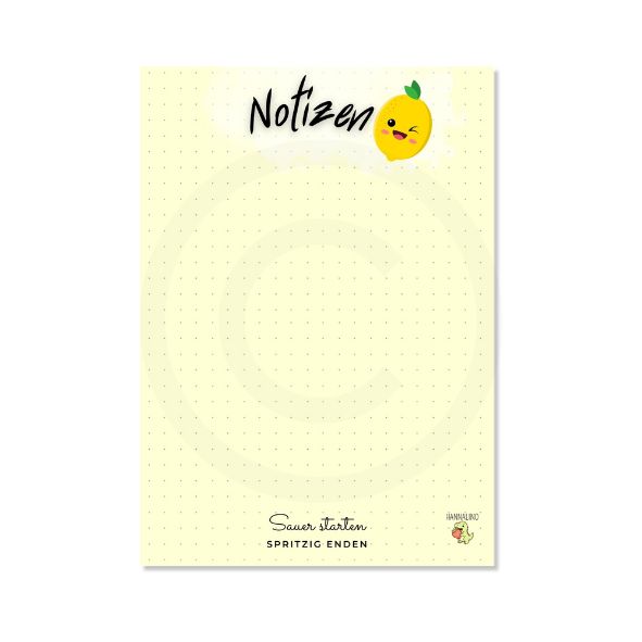Süßer A6 Notizblock mit Zitronen-Motiv