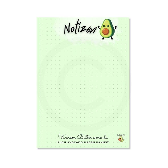 Süßer A6 Notizblock mit Avocado-Motiv