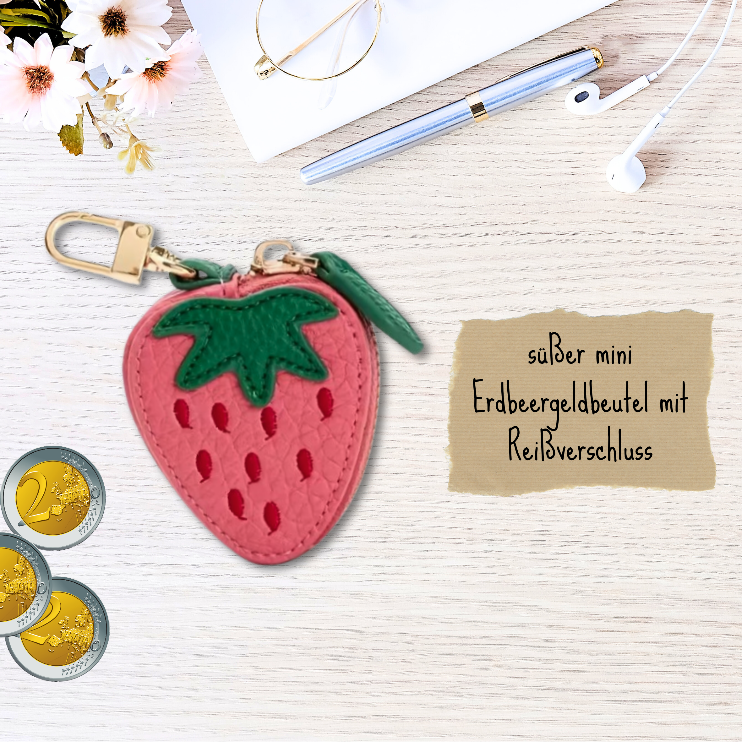 Mini Geldbeutel „Erdbeere“ – klein, süß & super praktisch!🍓