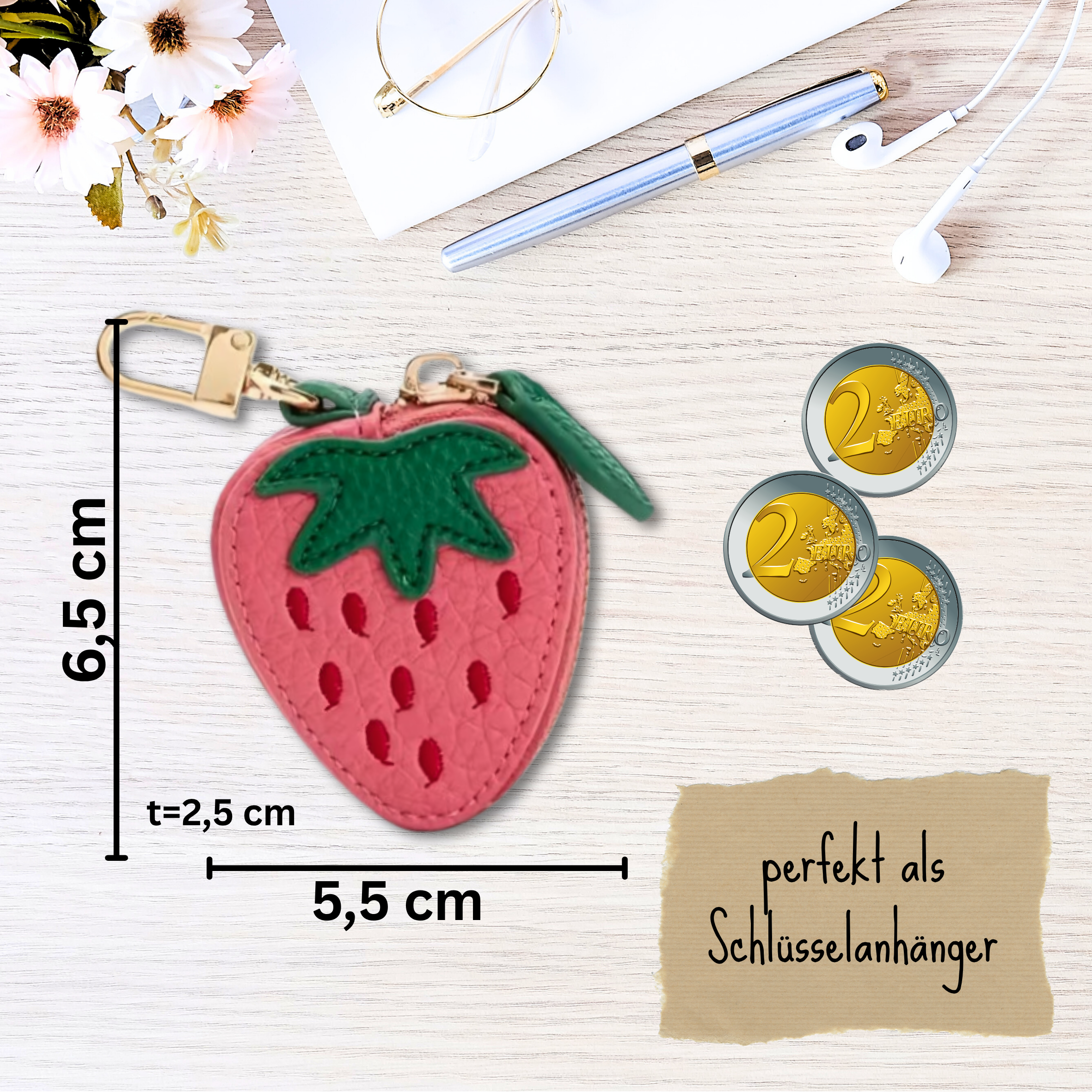 Mini Geldbeutel „Erdbeere“ – klein, süß & super praktisch!🍓