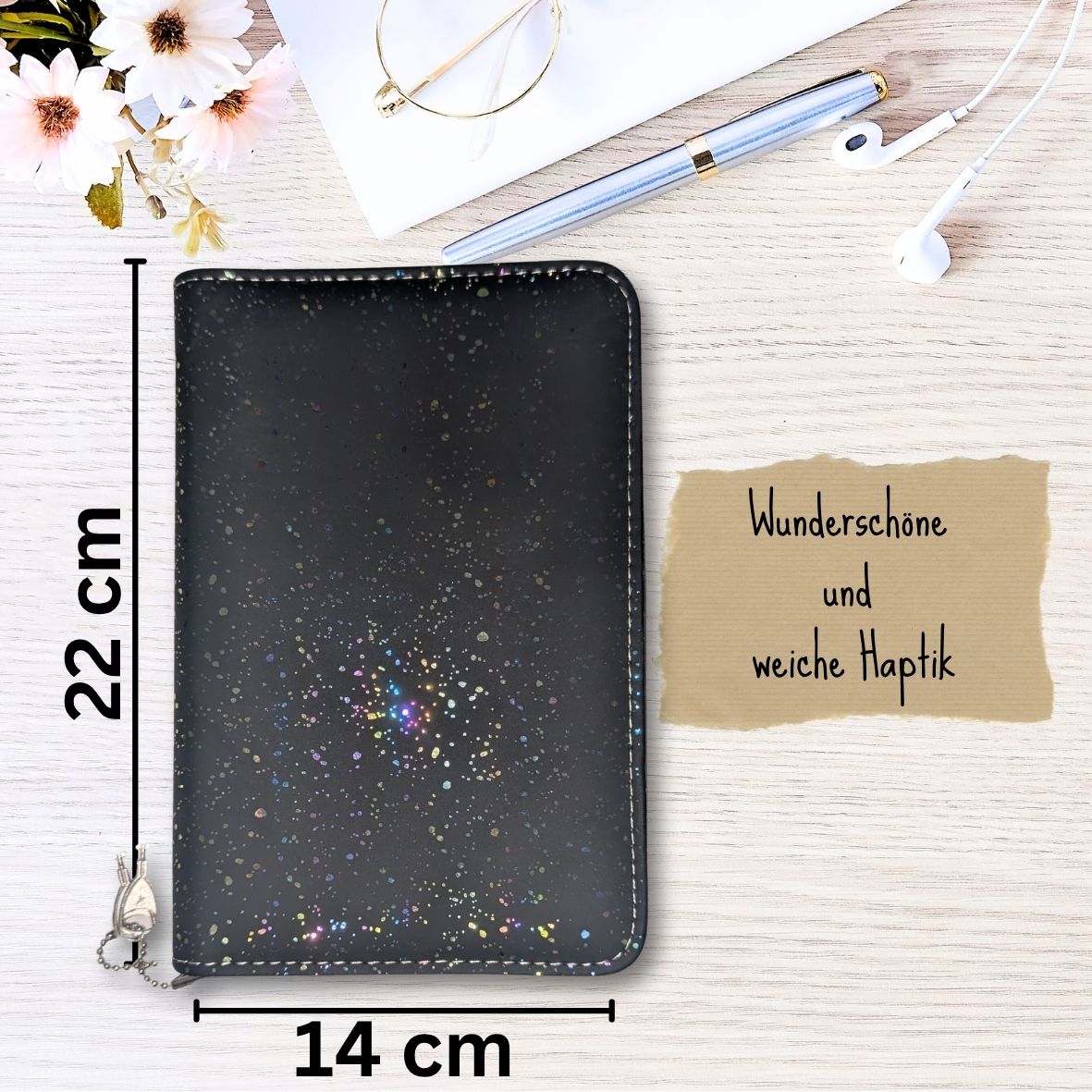 Binder A6 | Schwarz glitzernd ✨