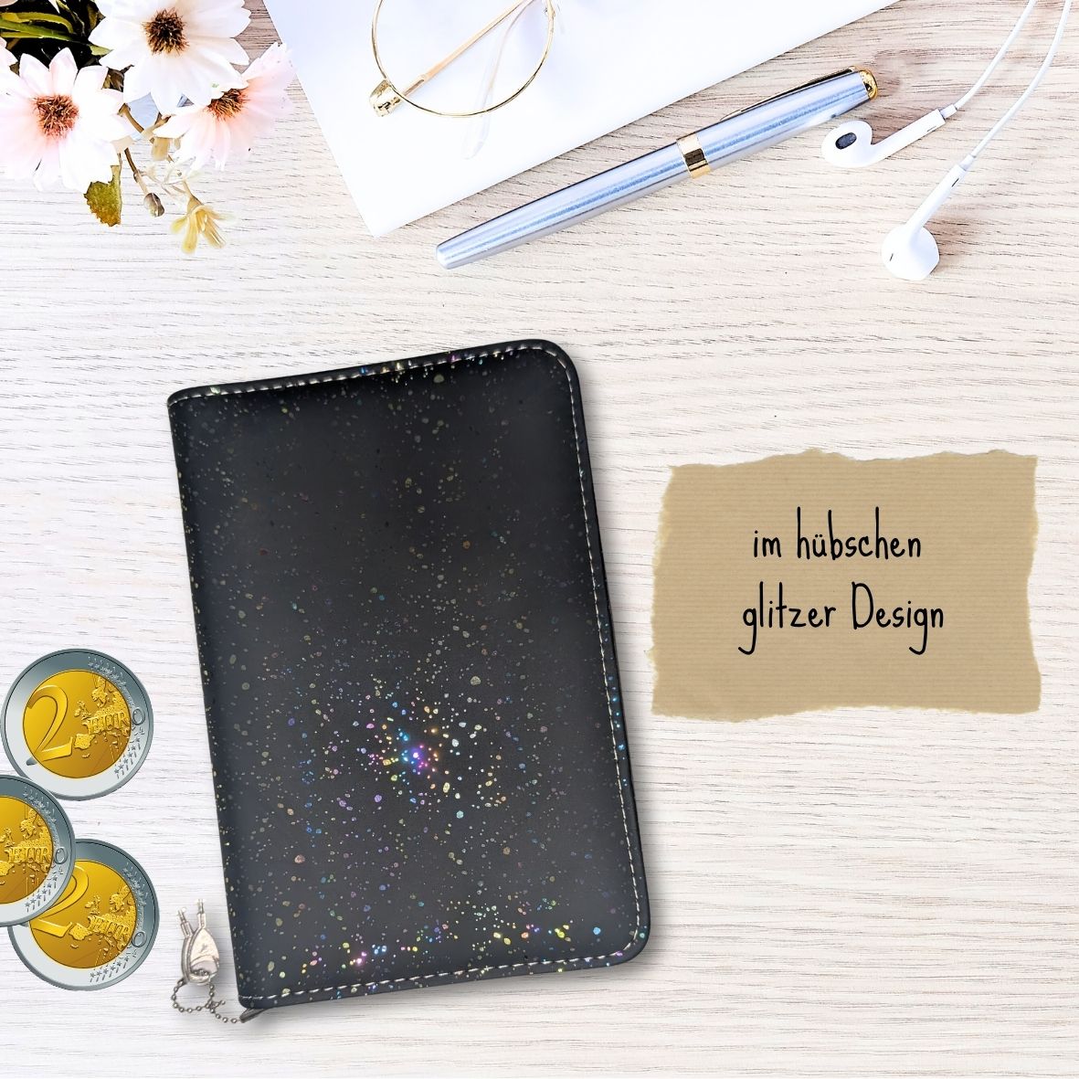 Binder A6 | Schwarz glitzernd ✨
