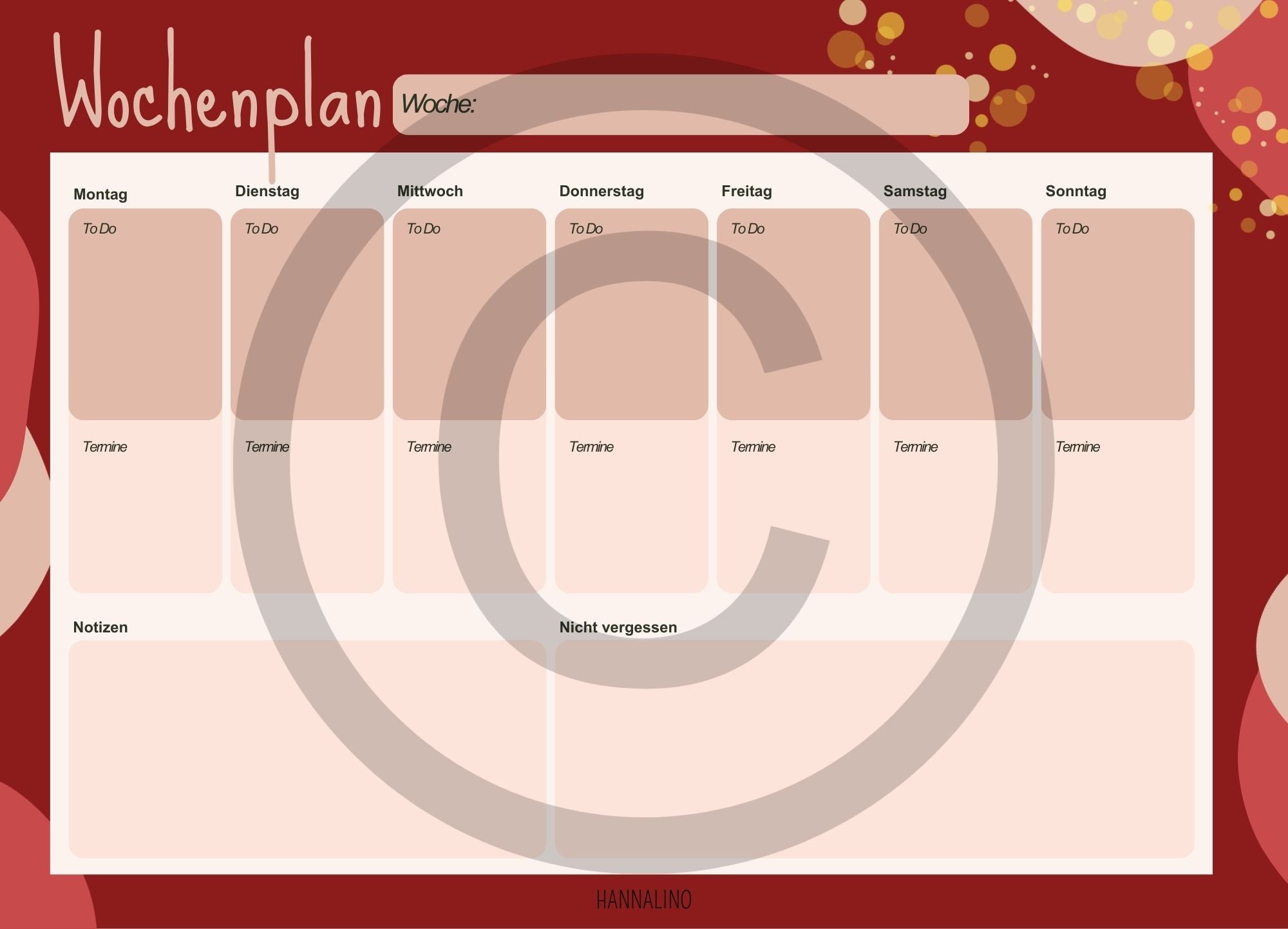 Tages- & Wochenplan PDF – Mit Fokus auf das Wesentliche