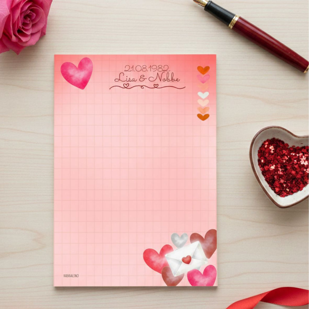 💖 Personalisierter Valentins Notizblock „Love Letter“