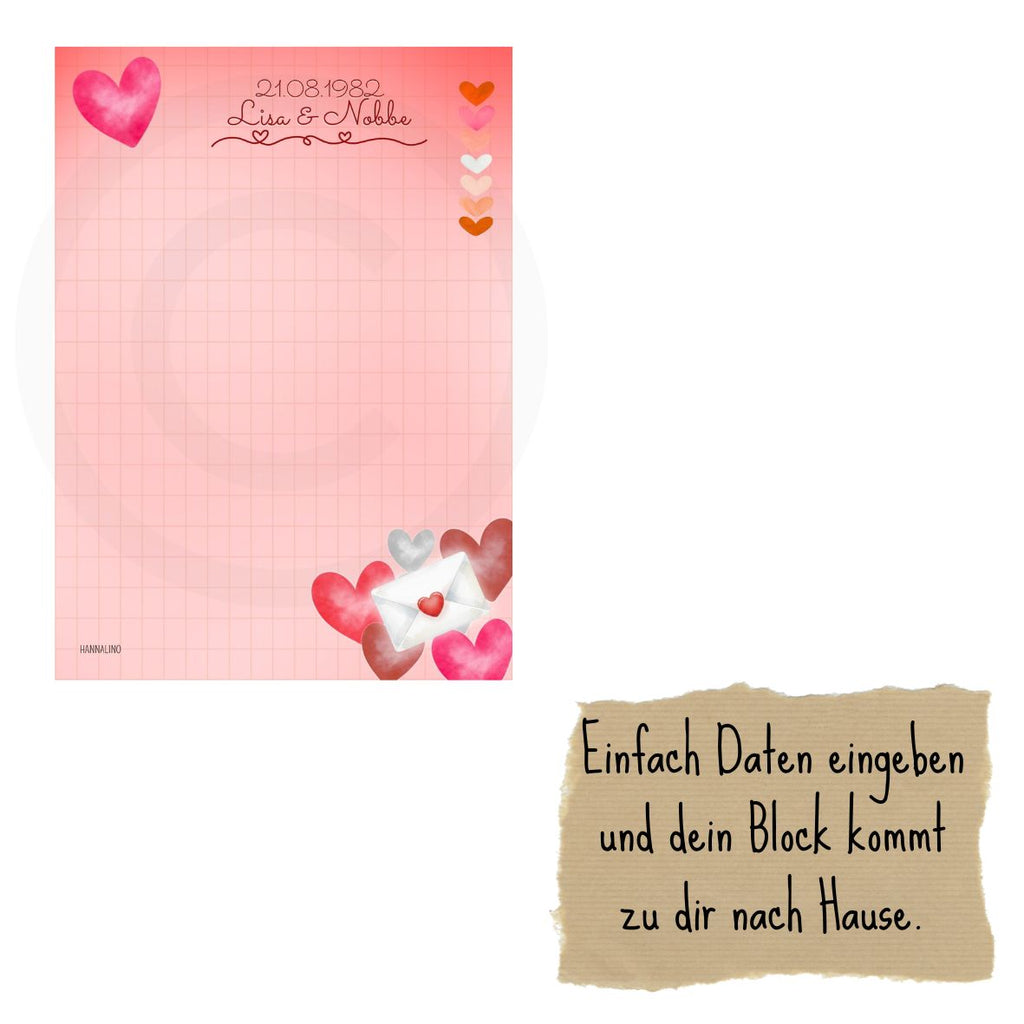💖 Personalisierter Valentins Notizblock „Love Letter“
