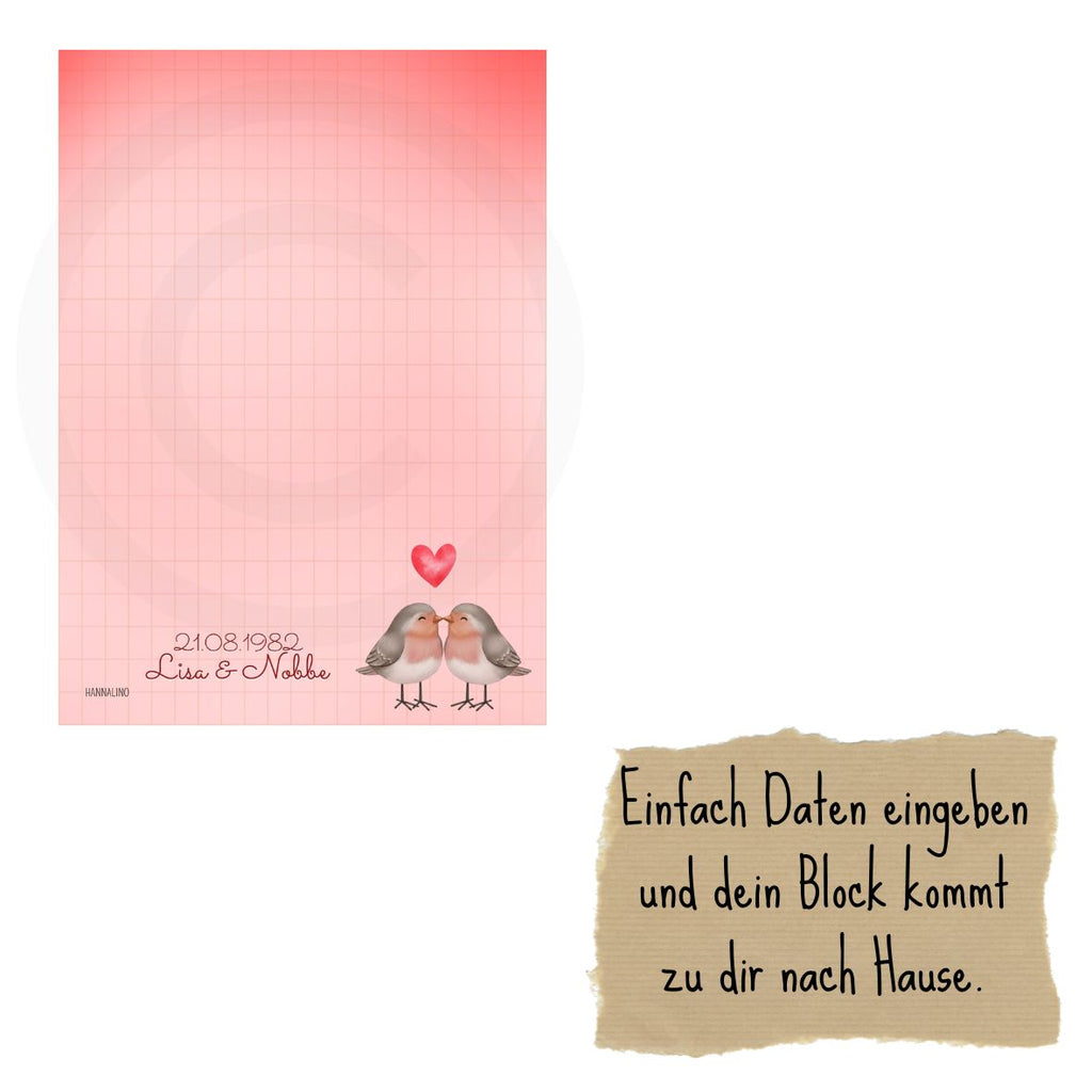 💕 Personalisierter Valentins Notizblock „Love Birds“