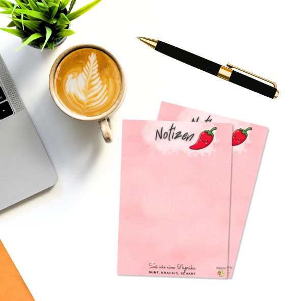 Süßer A6 Notizblock mit Paprika-Motiv