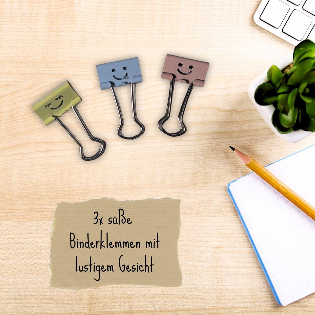 Binderklemmen mit süßem Gesicht | 3 Stück