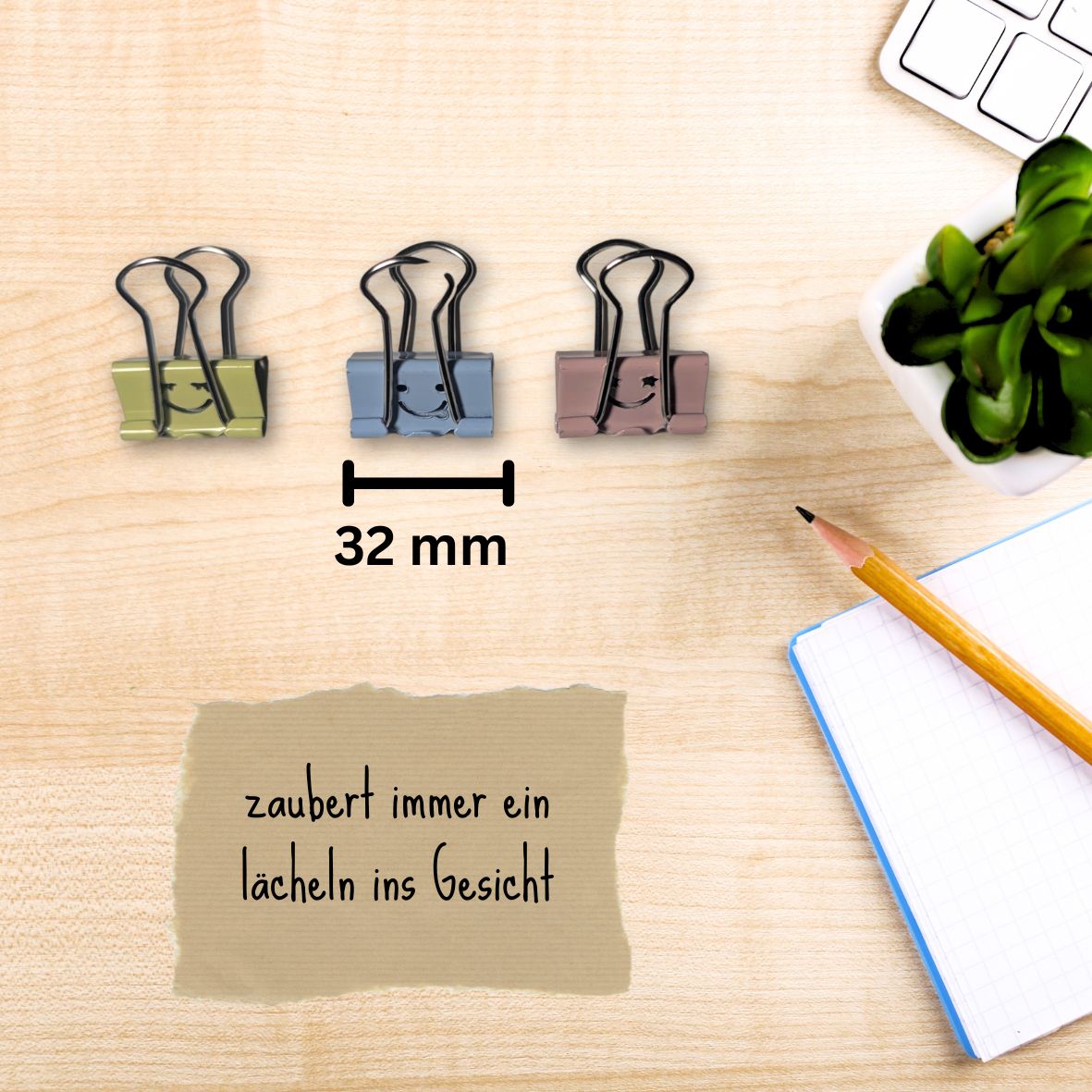Binderklemmen mit süßem Gesicht | 3 Stück