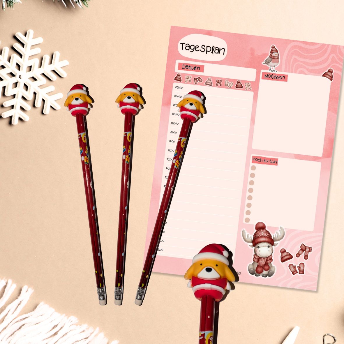 Weihnachtlicher Bleistift in Rot | Winter Zauber ❄️