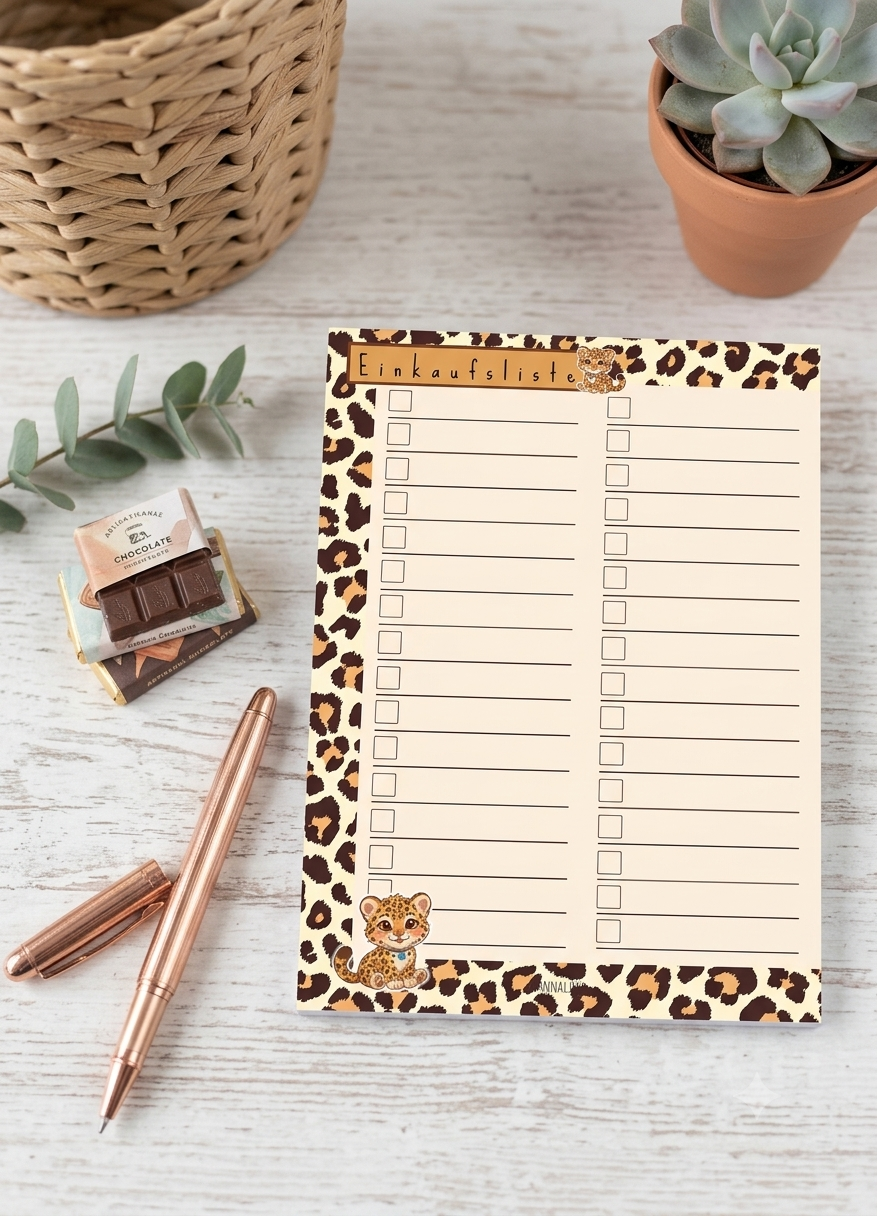 Einkaufsliste Leopard | 30 Blatt (DIN A6)